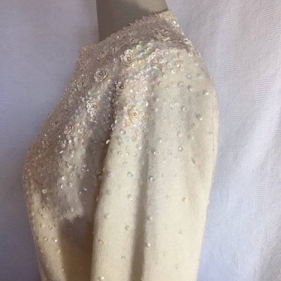 Rare vintage Banff sequin cardigan S/M winterwhite - Picture 6 of 14